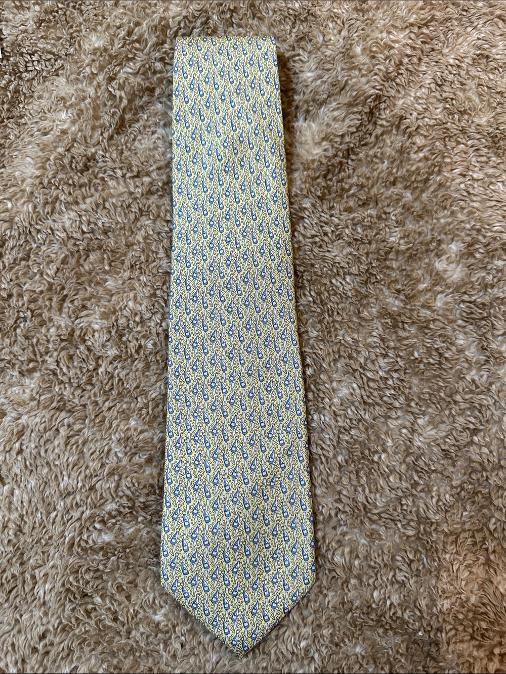 Vineyard Vines Men's Yellow Silk Tie - Champagne Scene